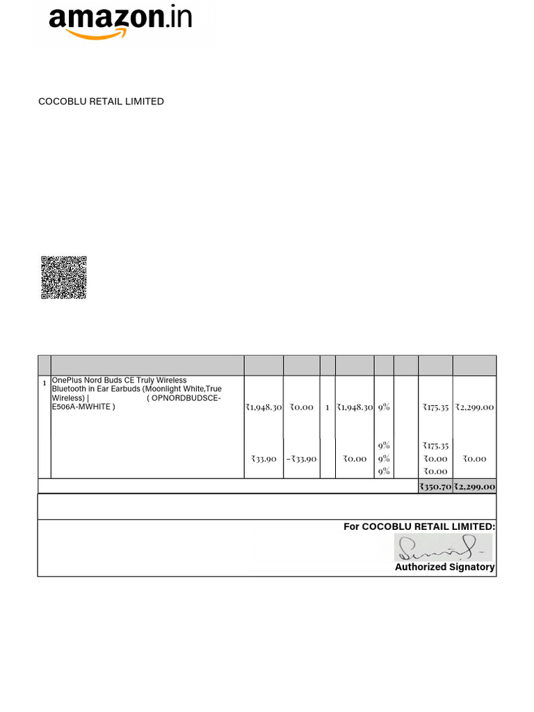 Amazon Invoice for OnePlus Nord Buds | PDF | Invoice | Government Finances