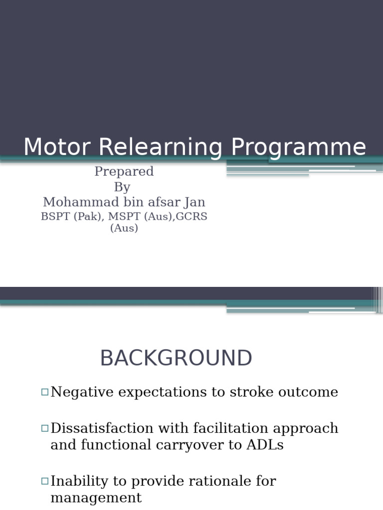 Motor Relearning Programme Overview | PDF