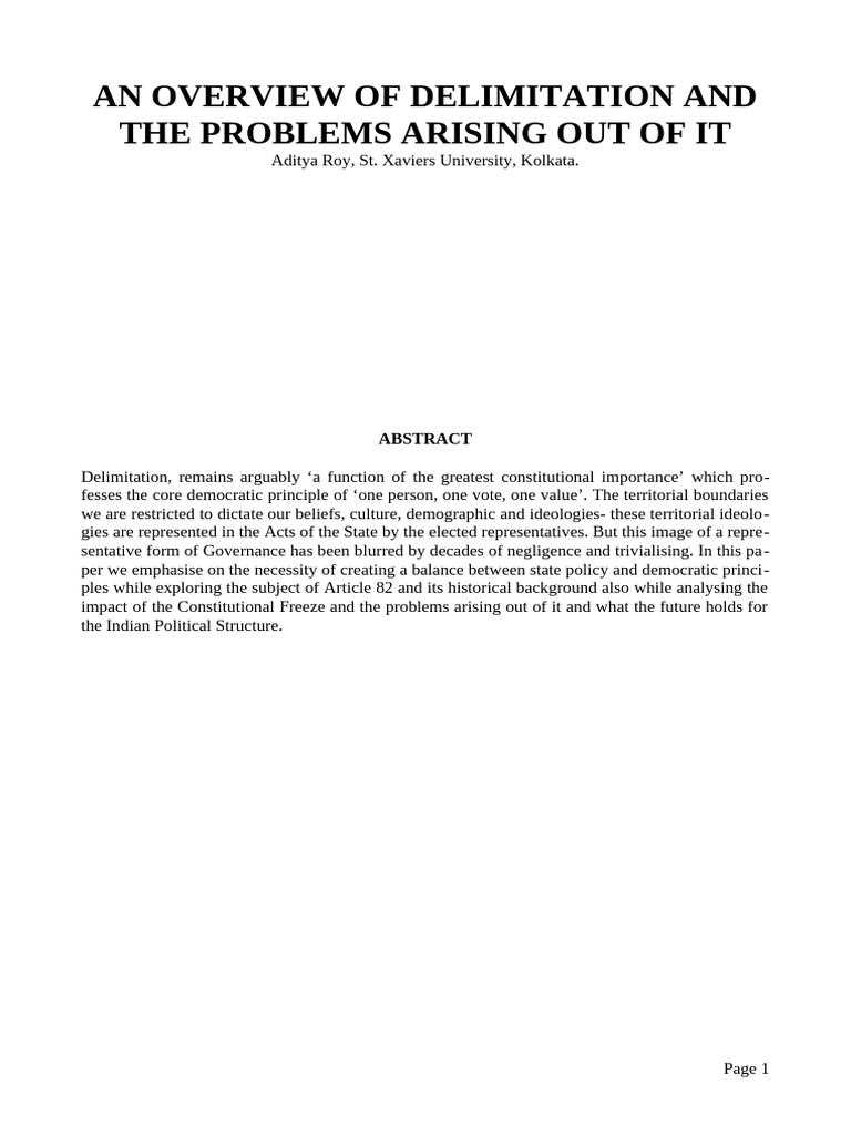 Delimitation in Indian Democracy Explained | PDF | Gerrymandering ...