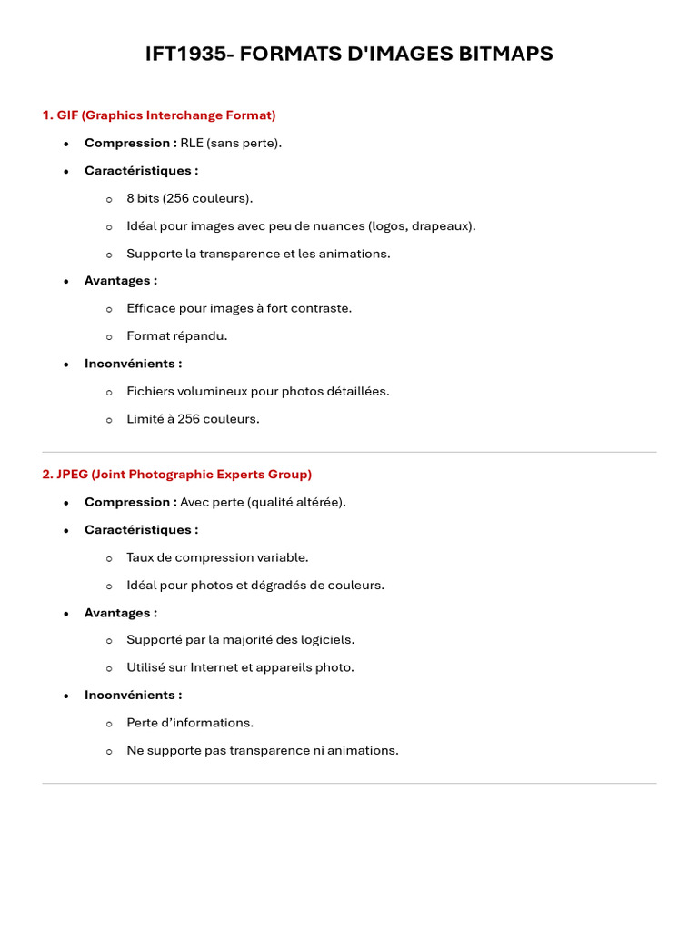 Formats d'Images Bitmap: Guide Complet | PDF | Compression de données ...