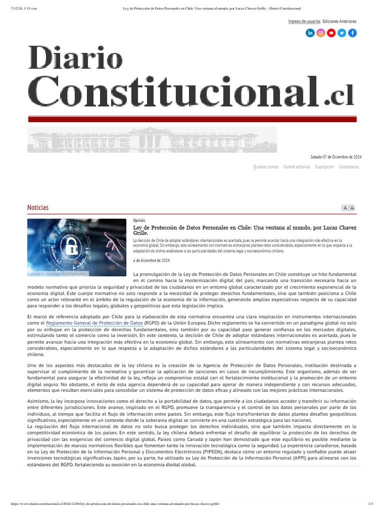 Ley de Protección de Datos Personales en Chile - Una Ventana Al Mundo ...