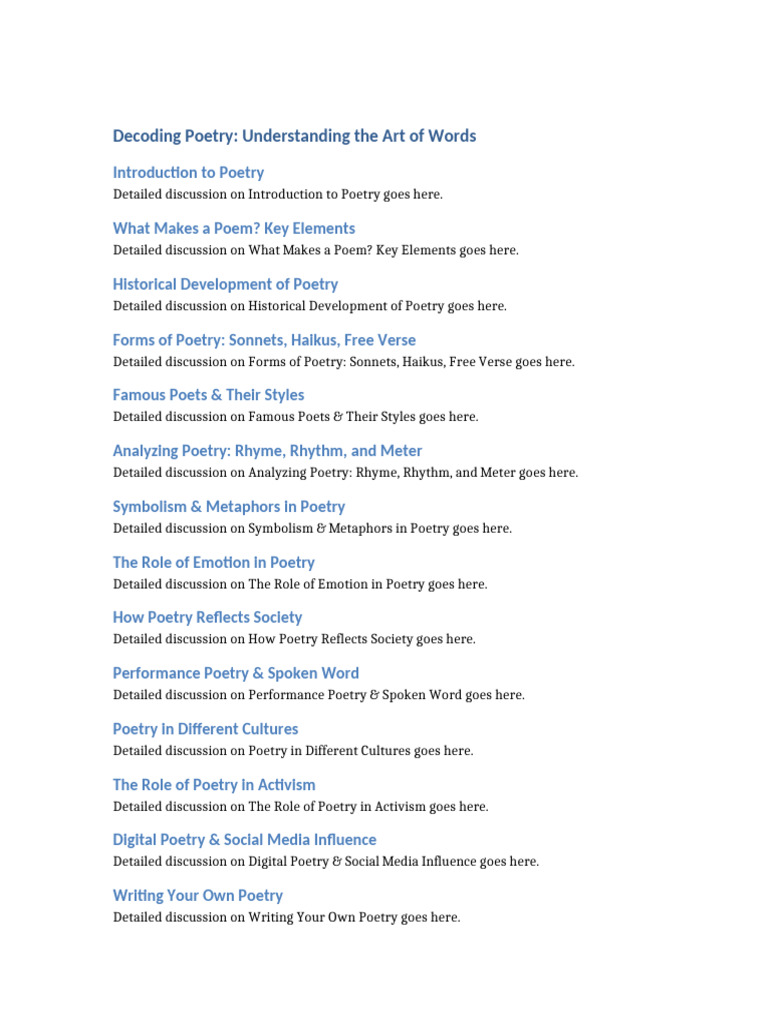 Understanding Poetry: Key Elements & Styles | PDF