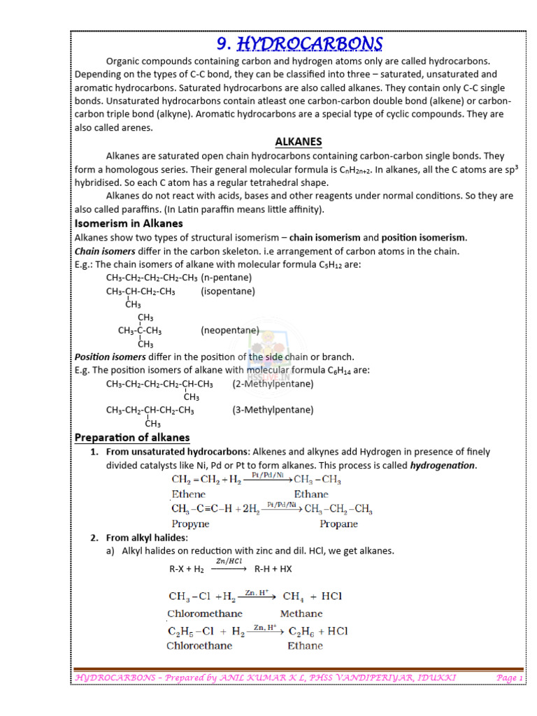 Hsslive in Xi Chem 9. Hydrocarbons | PDF | Alkene | Alkane
