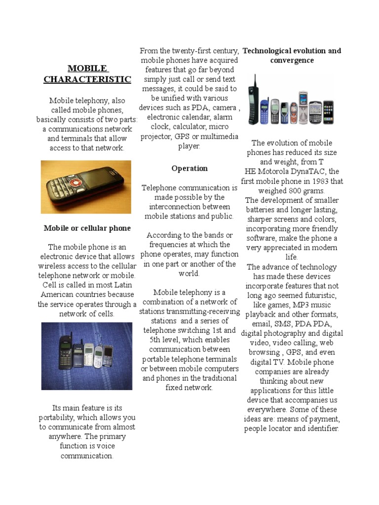 Mobile Characteristic: Technological Evolution and Convergence | PDF ...