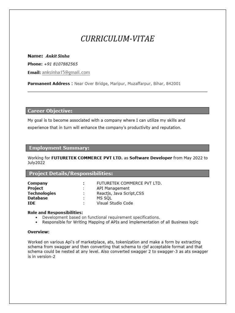 AnkitSinha SoftwareDev (1) - 1 | PDF | Microsoft Sql Server | Java Script