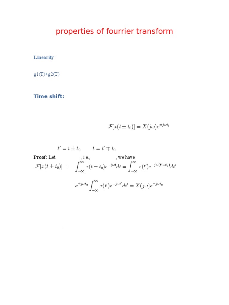 Properties of Fourrier Transform: Linearity | PDF