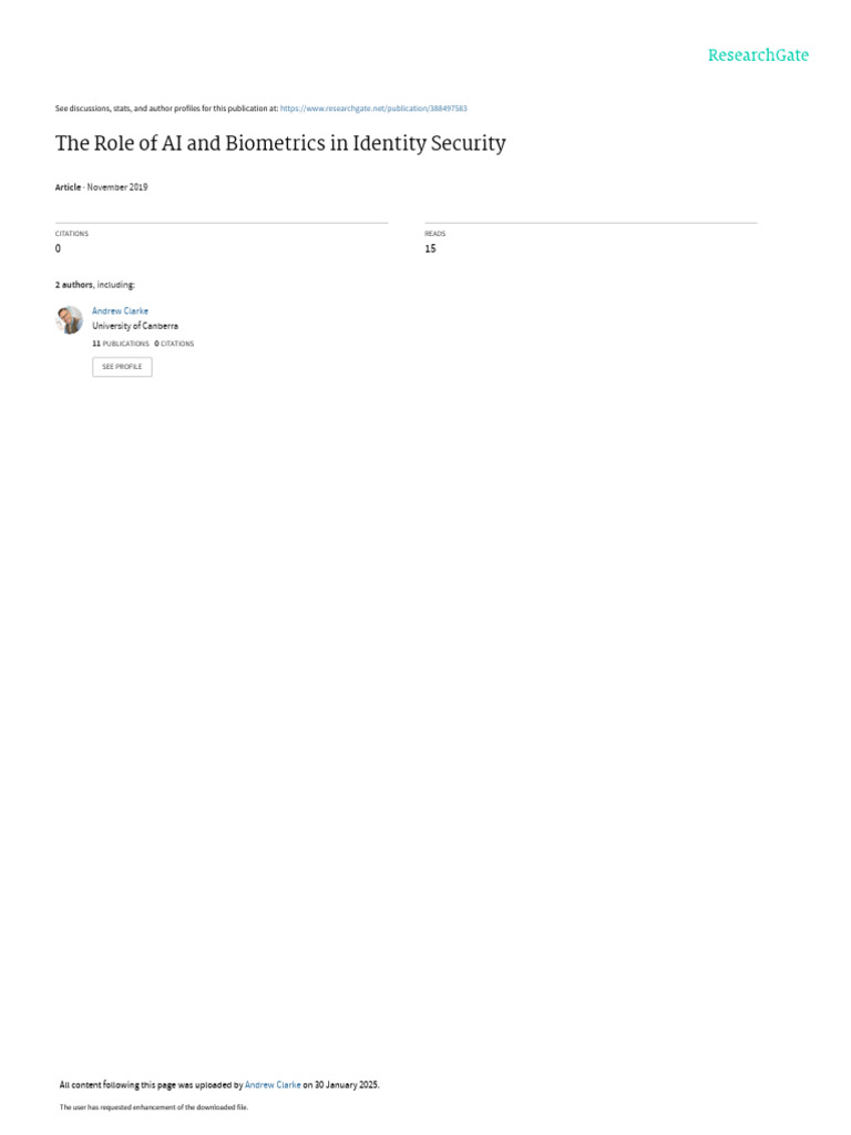 AI and Biometrics in Identity Security | PDF | Biometrics | Authentication