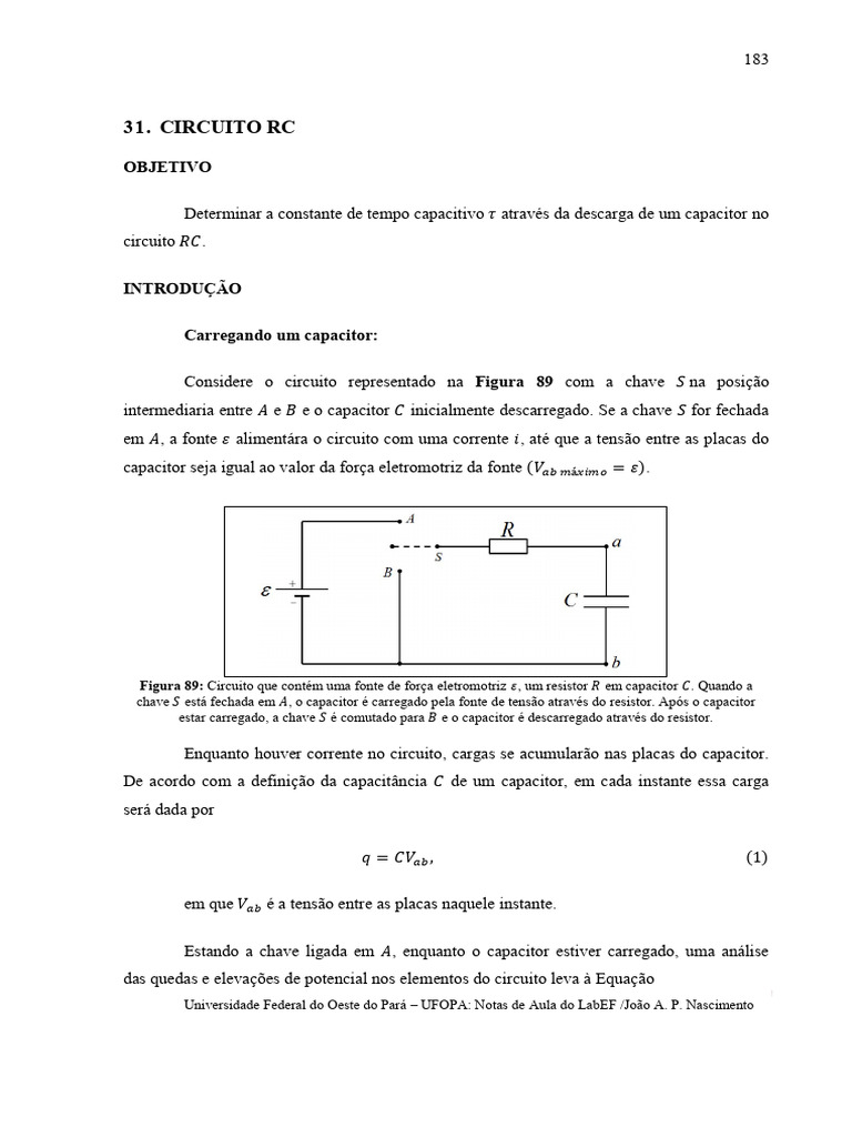 Circuito RC | PDF | Capacitor | Rede elétrica