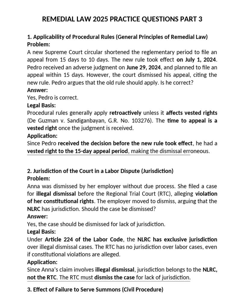 Remedial Law 2025 Practice Questions Part 3 | PDF | Acquittal | Habeas ...
