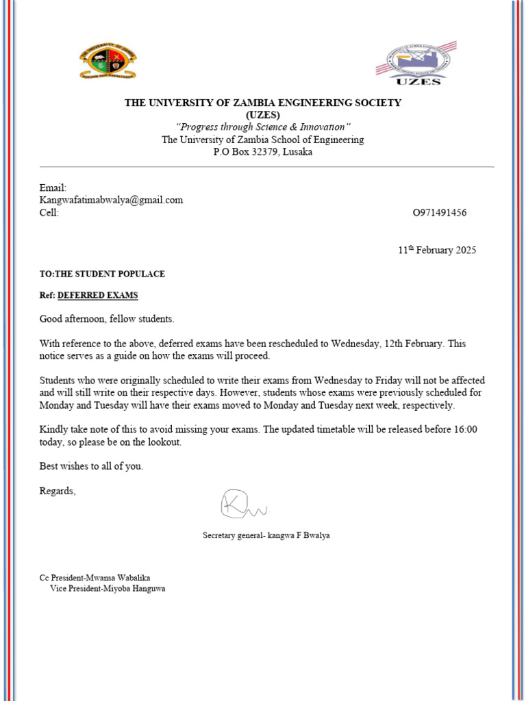 Deferred Exams | PDF