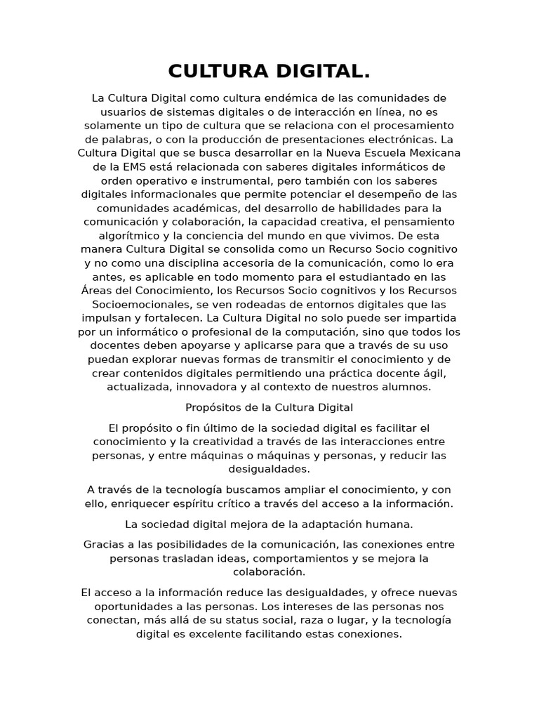 Impacto y Oportunidades de la Cultura Digital | PDF | Informática ...