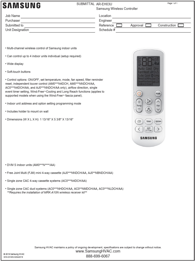 Samsung Wireless Controller Specs | PDF