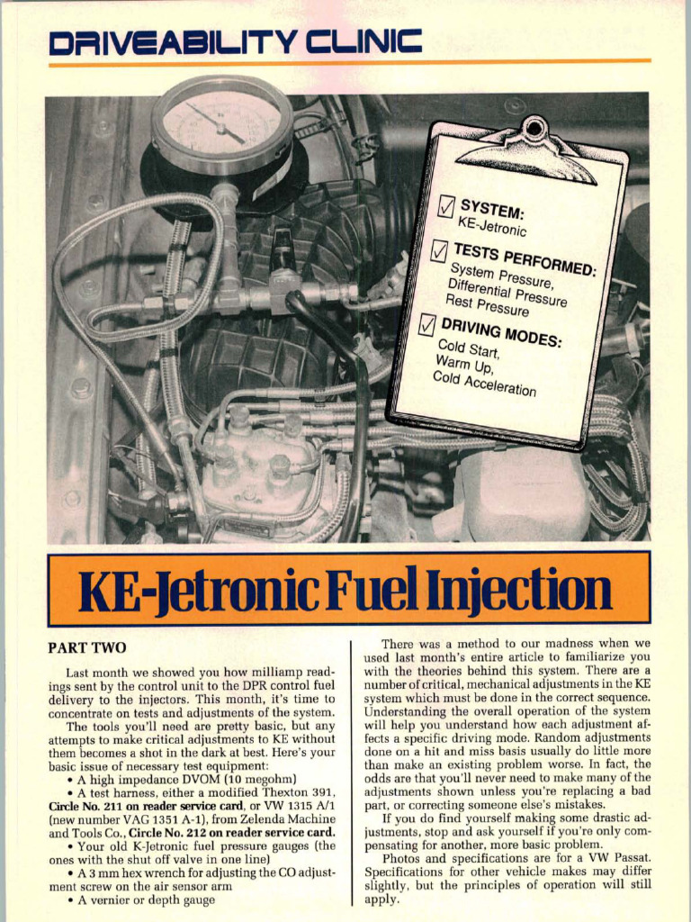 KE Jetronic Fuel Injection Part 2 | PDF