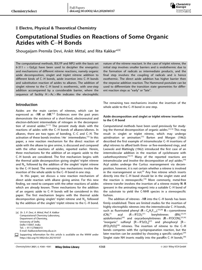 Computational Studies On Reactions of Some Organic | PDF | Alkane ...