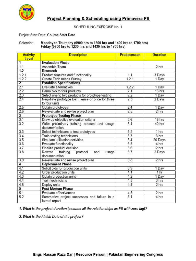 Primavera P6 Project Scheduling Guide | PDF