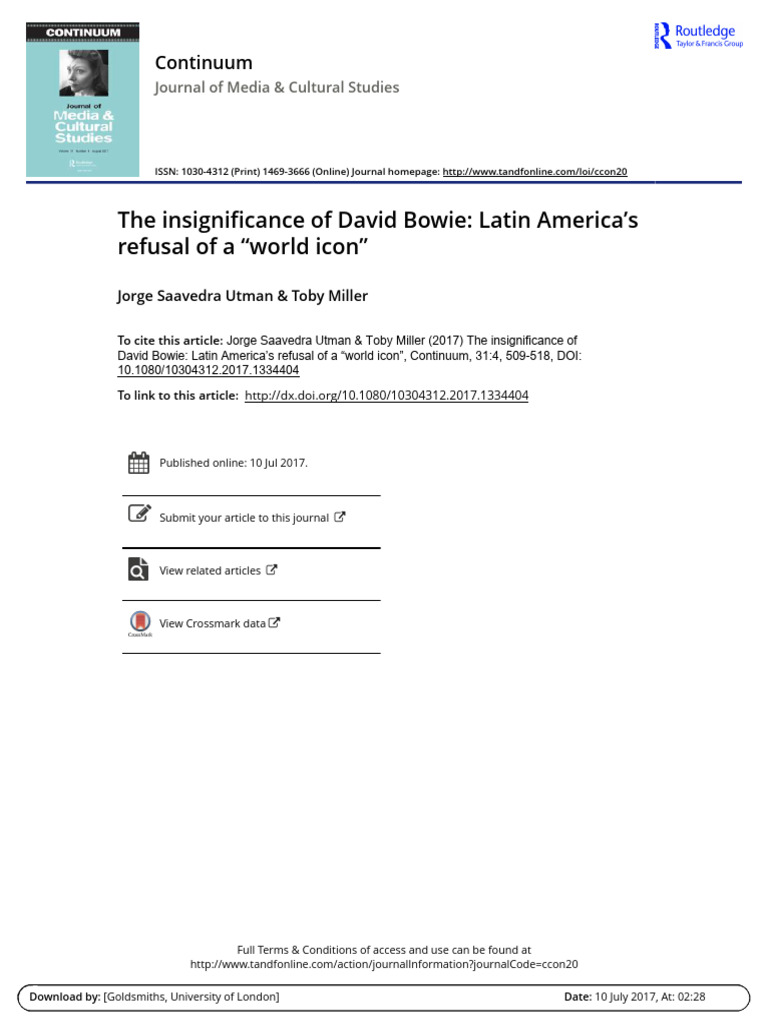 David Bowie’s Limited Impact in Latin America | PDF | Latin America
