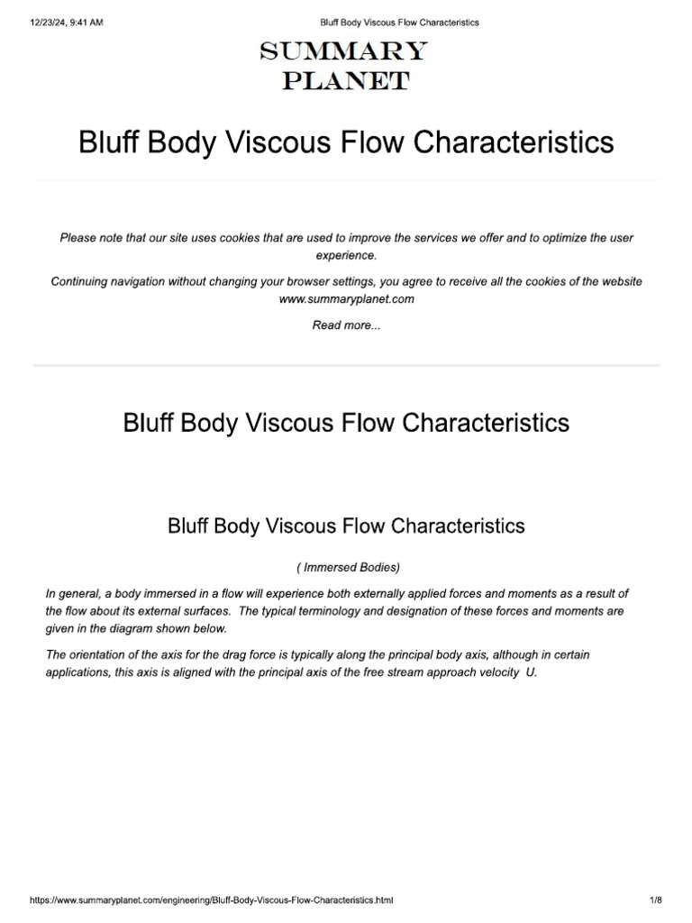 Bluff Body Viscous Flow Characteristics | PDF | Fluid Mechanics | Fluid ...