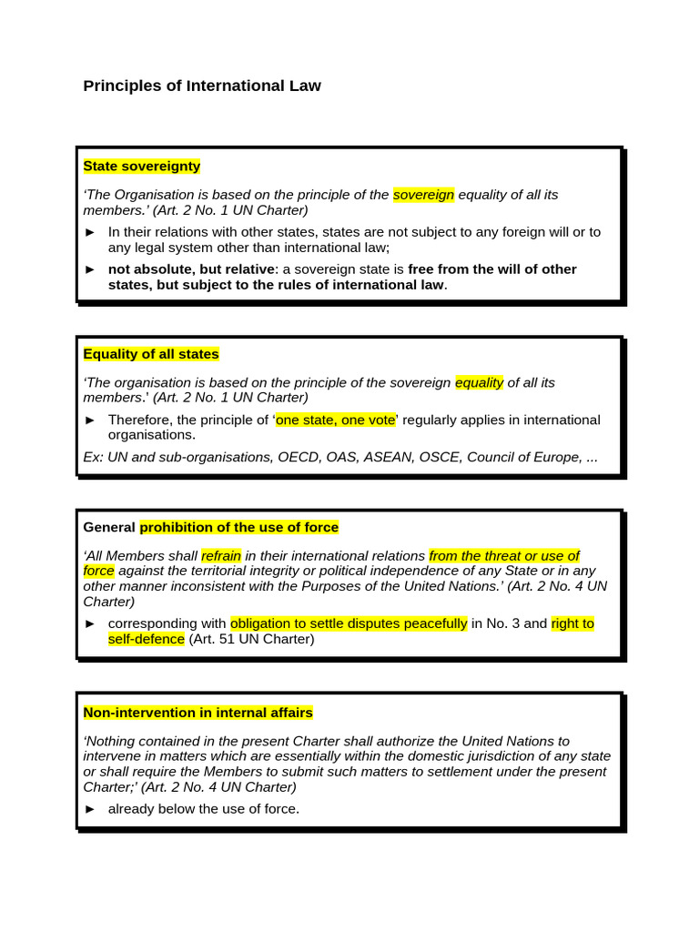 Key Principles of International Law | PDF | International Law | Self ...