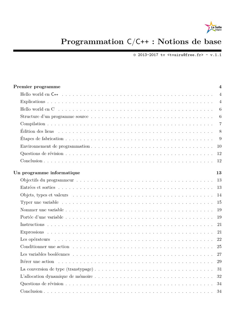 Introduction à la programmation C/C++ | PDF | Environnement de ...