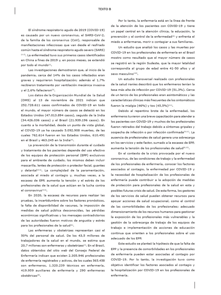 Factores de contagio COVID-19 en enfermería | PDF | Hospital | Enfermería