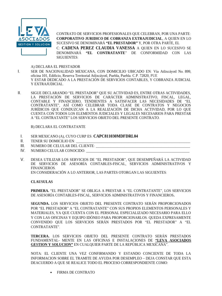 Contrato de Servicios Contables y Fiscales | PDF