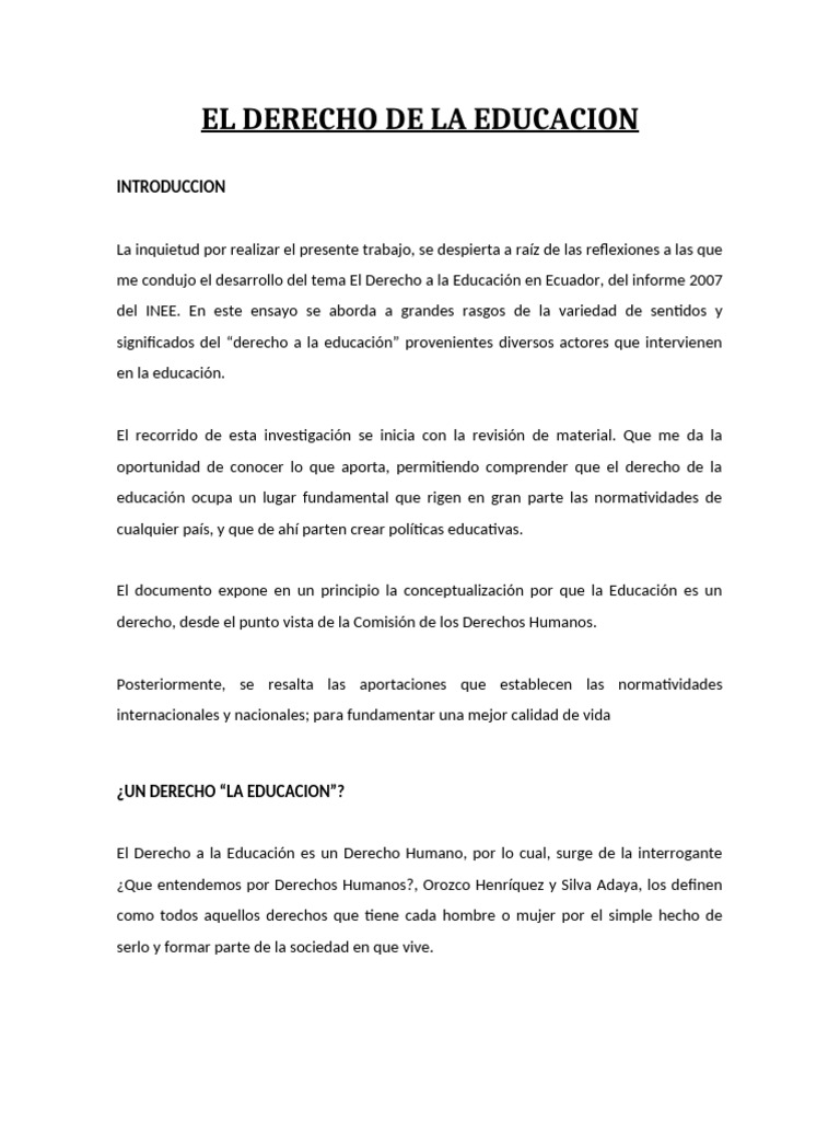 Derecho a la Educación en Ecuador | PDF | Enseñando | Derechos humanos