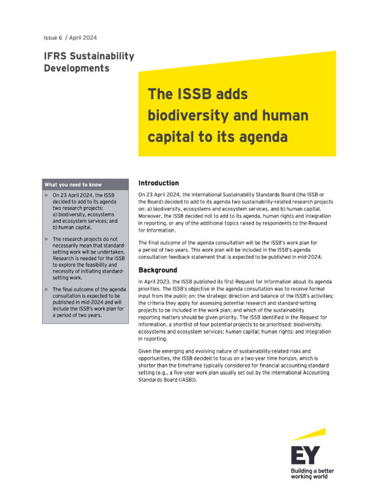 IFRS Sustainability Developments 6 - ISSB Adds Biodiversity and Human ...