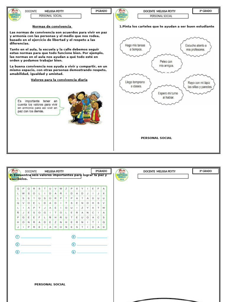 Normas de Convivencia para 3° Grado | PDF