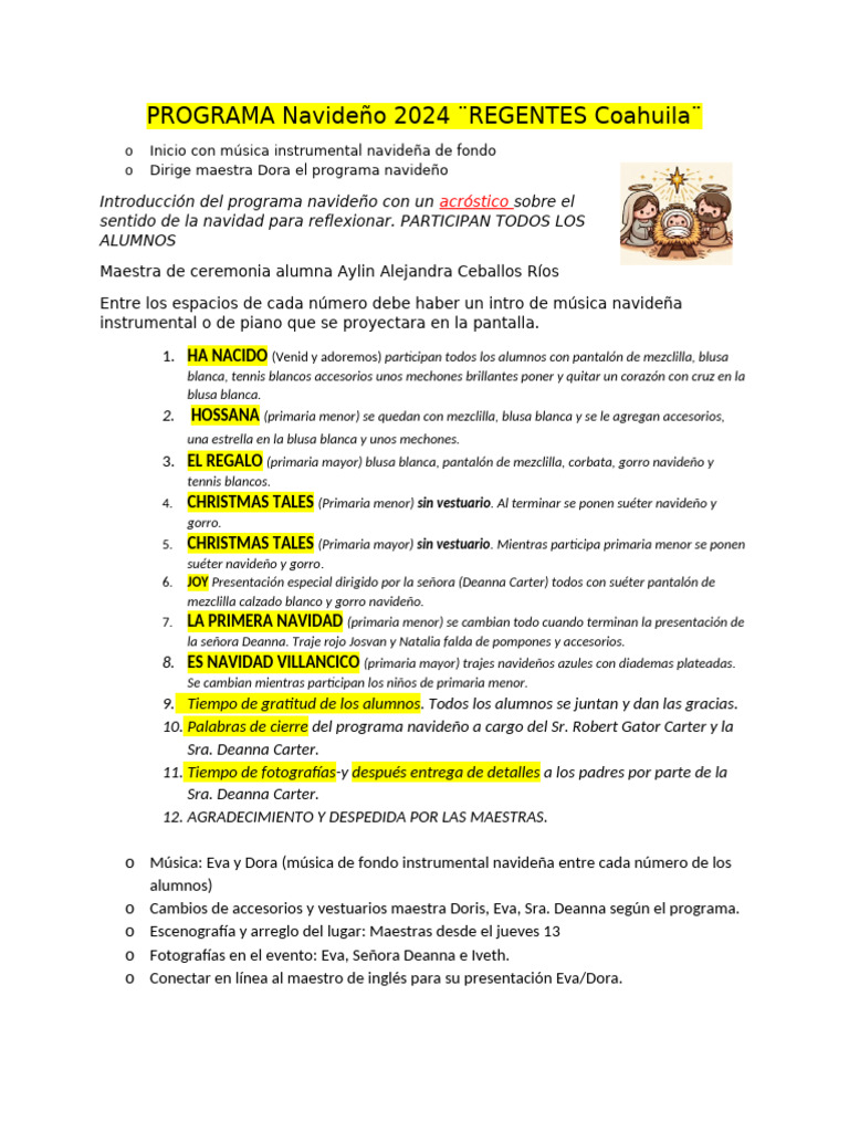 Programa Navideño 2024 | PDF | Navidad | Cristo (título)