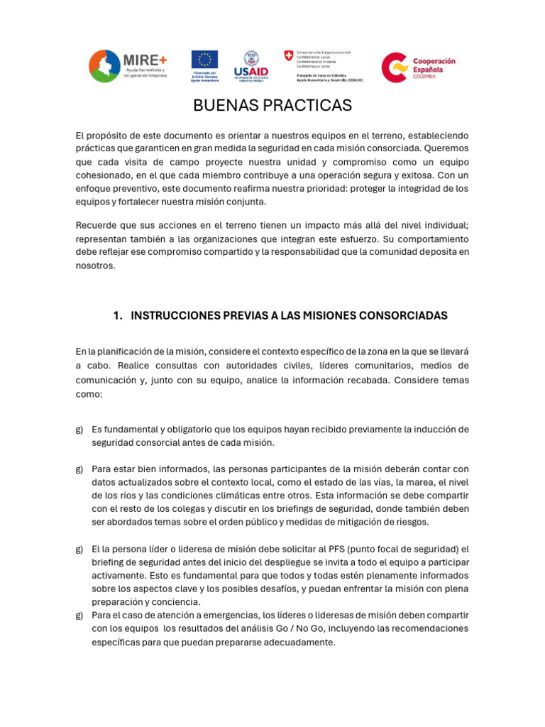 Buenas Prácticas de Seguridad Consorcial MIRE+ Enero 2025 | PDF | Valores