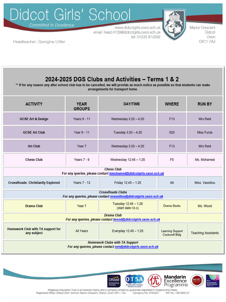 DGS Clubs and Activities 2024-2025 | PDF | Musicology | Performing Arts