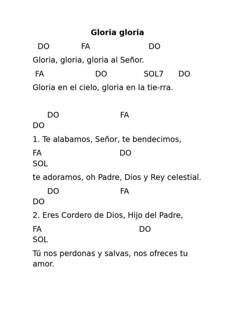Gloria al Señor: Letra de Canción | PDF