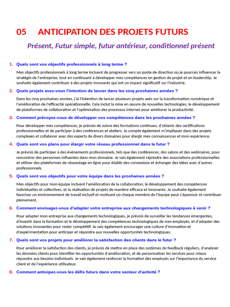 Anticipation des Projets Futurs | PDF | Gestion de projet | Planification