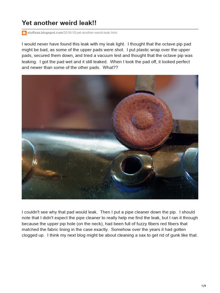 Saxophone Leak Diagnosis and Repair | PDF