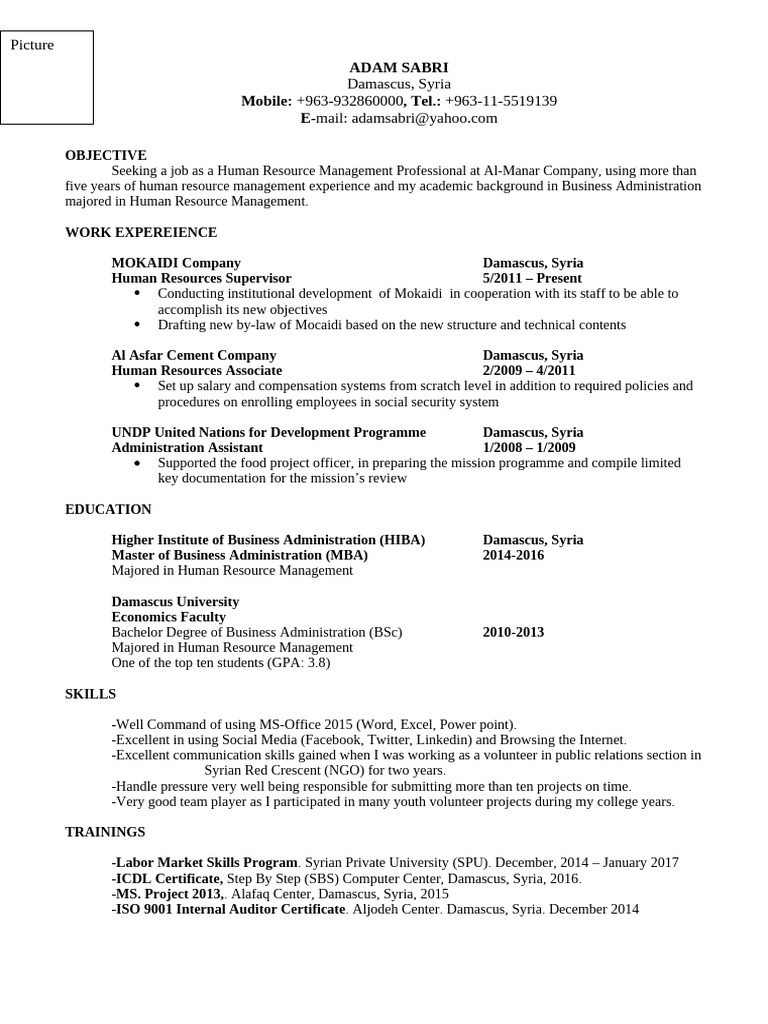 CV US Template | PDF | Syria | Human Resources