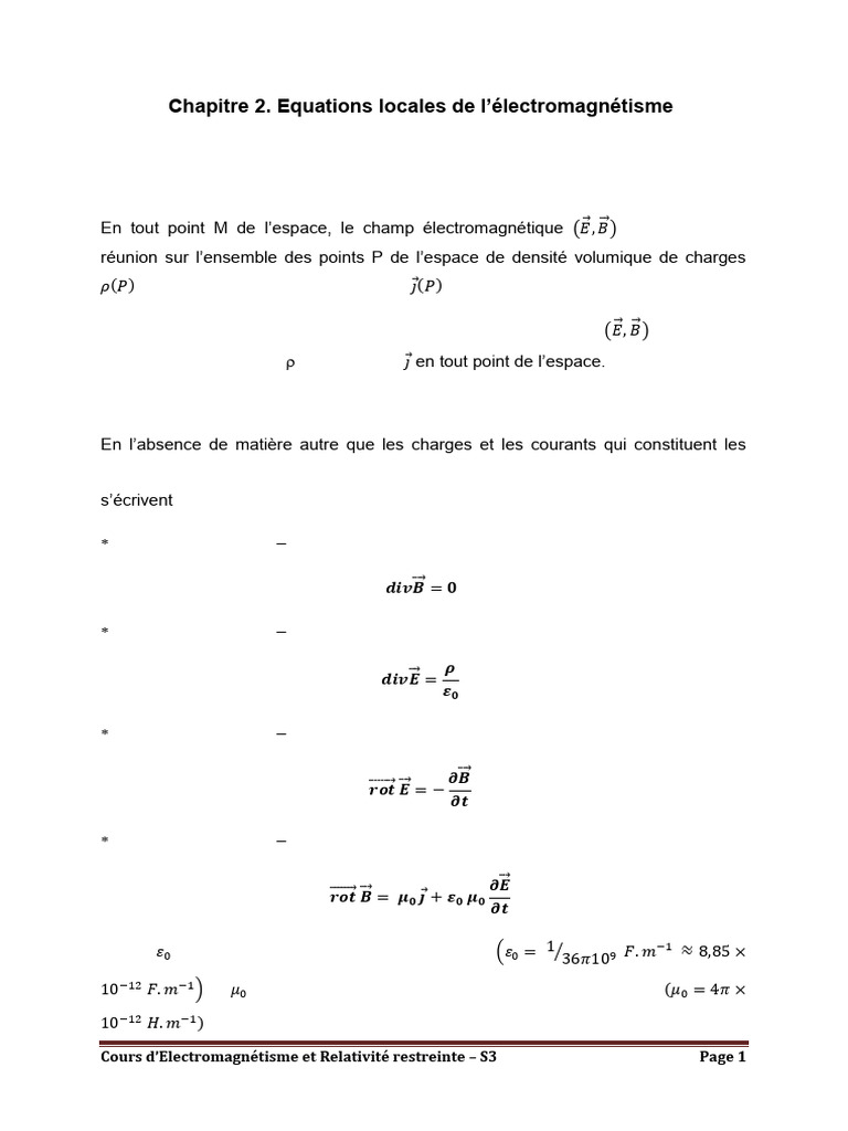 Équations de Maxwell en électromagnétisme PDF Équations de Maxwell — free download