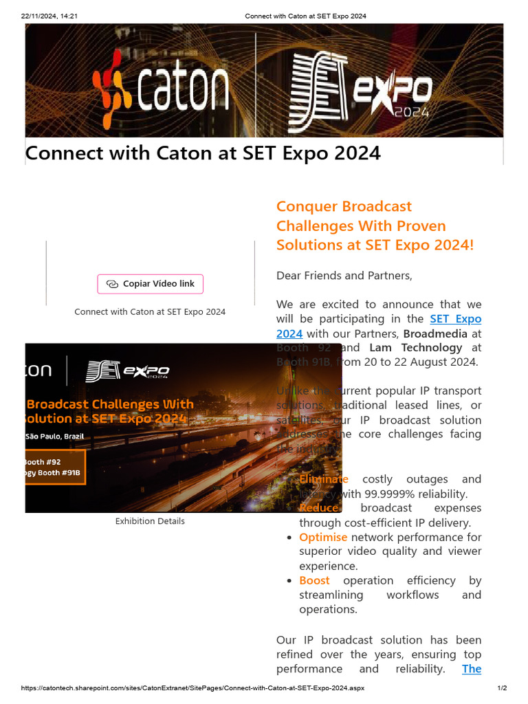Connect With Caton at SET Expo 2024 | PDF | Computer Engineering ...