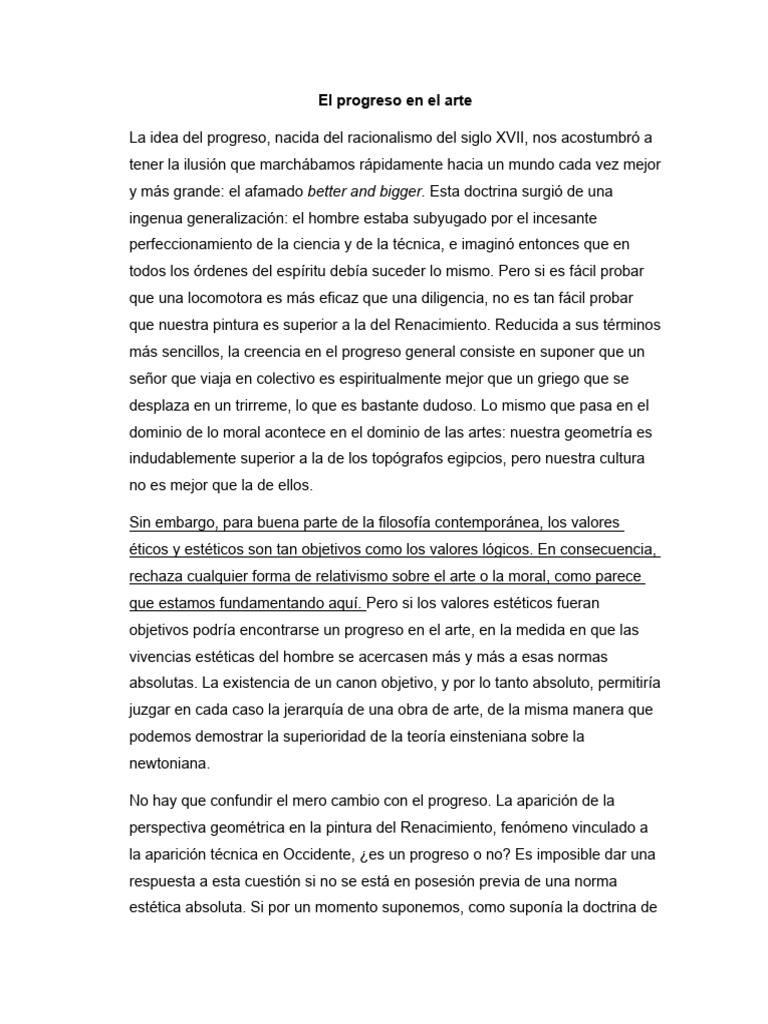 El Progreso Del Arte | PDF | Moralidad | Realismo (Artes)