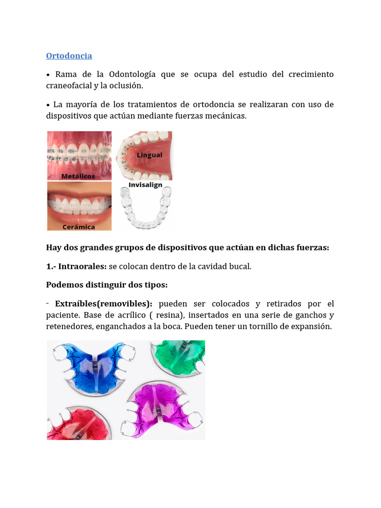 Ramas de la Ortodoncia y Dispositivos | PDF | Ortodoncia | Ramas de ...
