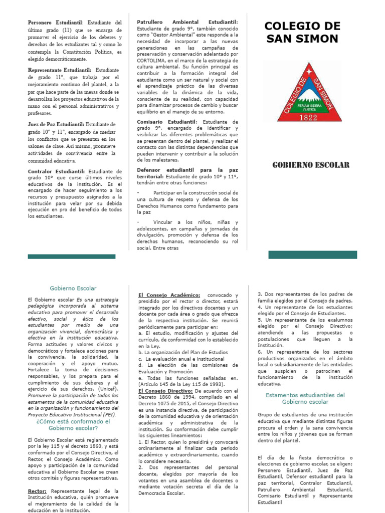 Plegable Gobierno Escolar | PDF | Plan de estudios