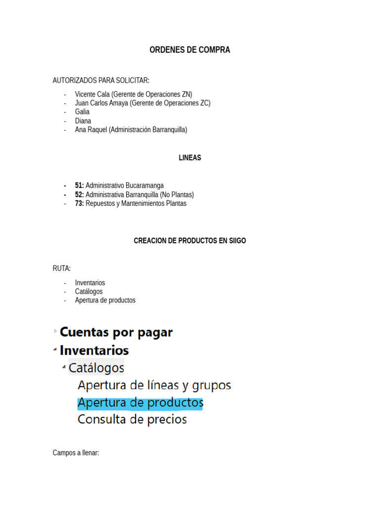 Guía para Crear Órdenes de Compra en SIIGO | PDF