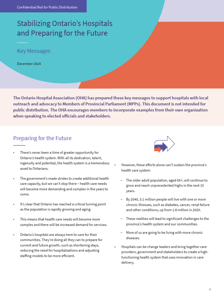 OHA 2025 Pre-Budget Key Messages | PDF | Hospital | Health Care