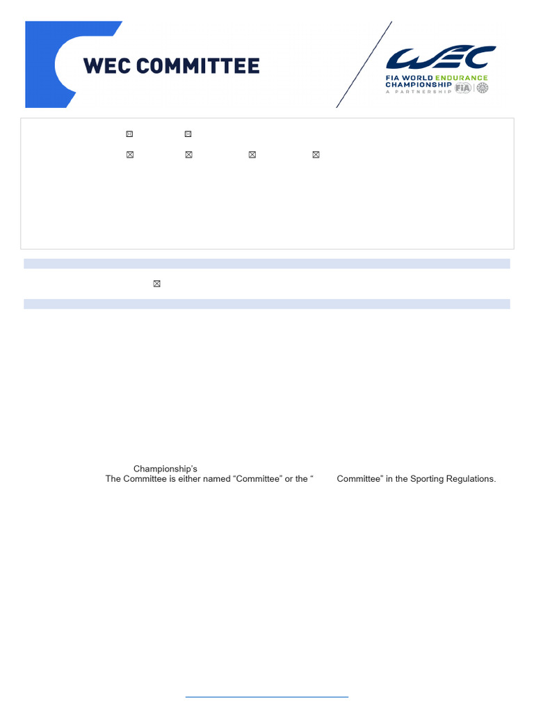 WEC - 2022 - D0000 - All - Committee Rules - 02032022 | PDF | Car ...