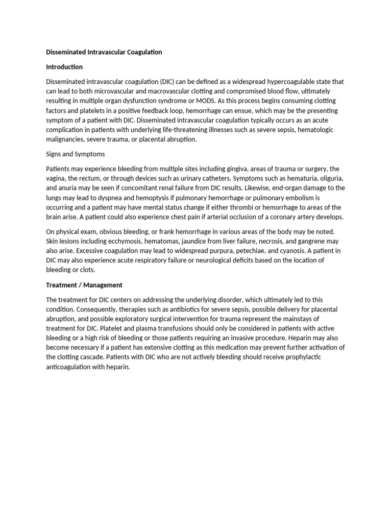 Understanding Disseminated Intravascular Coagulation | PDF | Bleeding ...