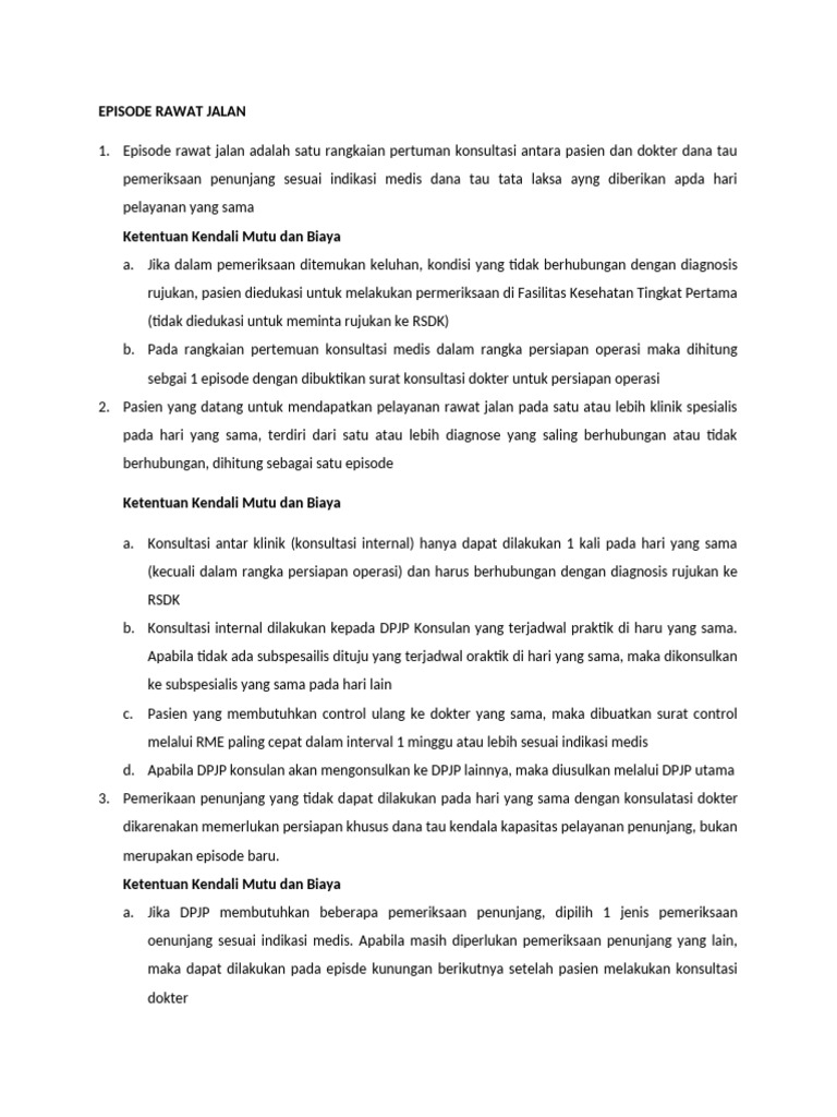 Ketentuan Episode Rawat Inap Pasien | PDF