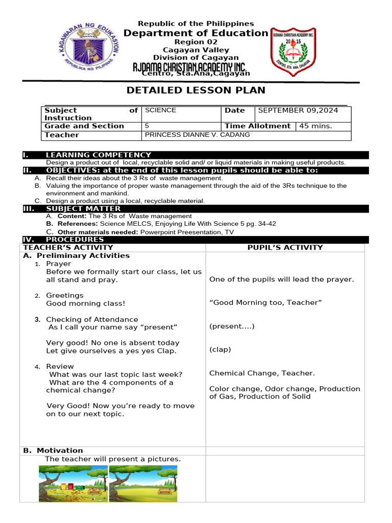 Science Lesson Plan on Waste Management | PDF | Waste Management | Waste