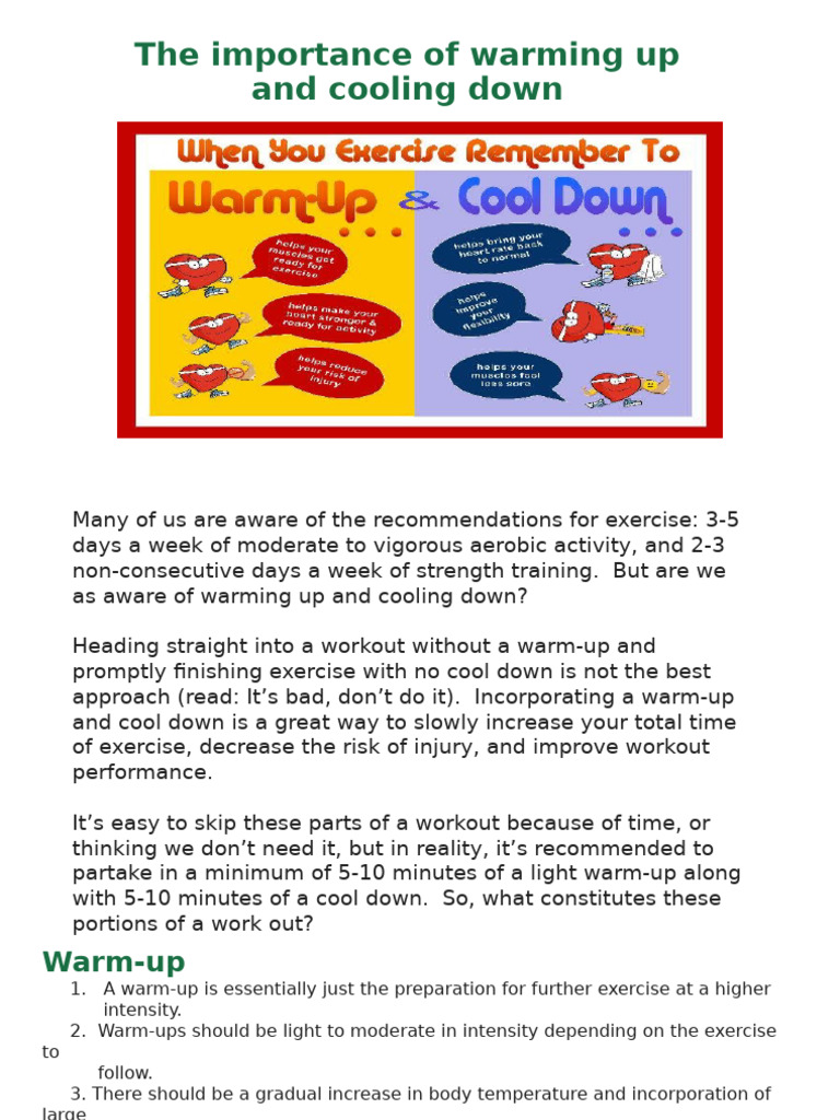 Importance of warm up and cooling down | PDF | Determinants Of Health ...
