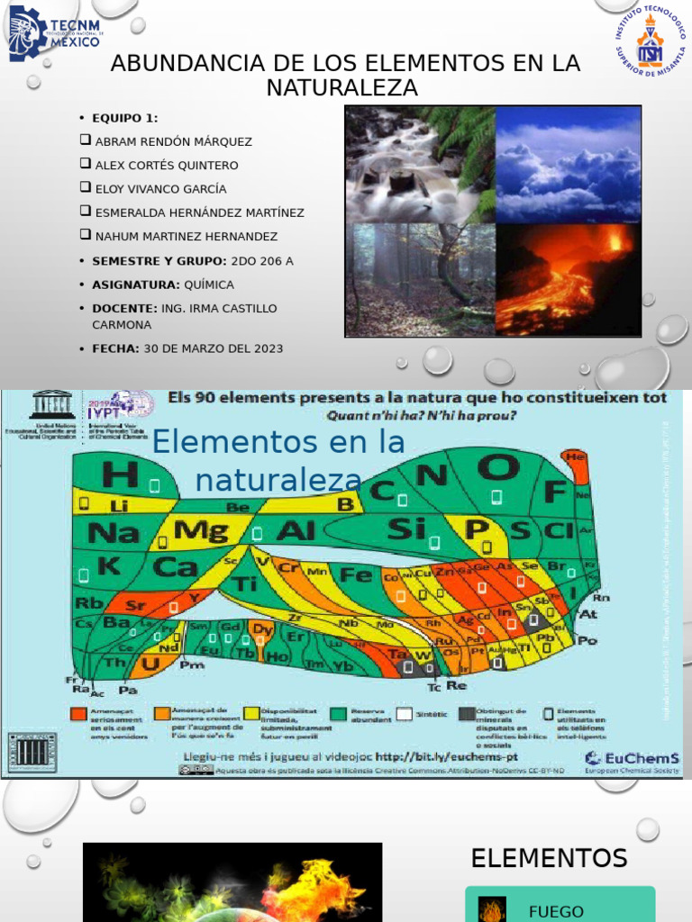 Actividad 4 - Exposición - Abundancia de Los Elementos en La Naturaleza ...