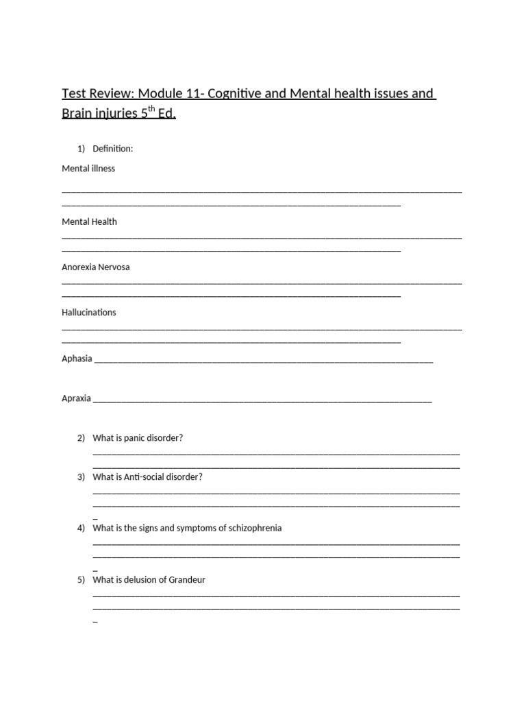 Cognitive Health Issues & Disorders Guide | PDF | Dementia | Mental ...