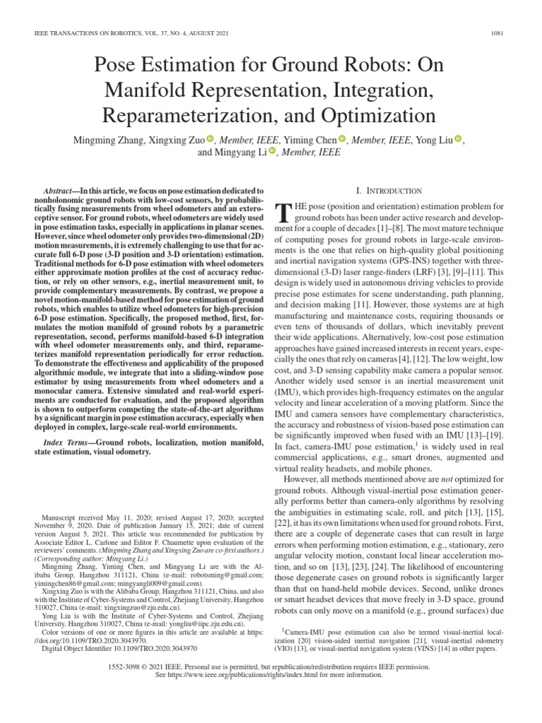 Pose Estimation For Ground Robots On Manifold Representation ...